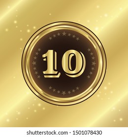 10 Number Circular Vector Gold Web Icon Button