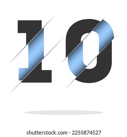 10 number cut design for decorative design. 3d art wallpaper. Vintage vector ornament template.
