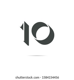 10 number logo shadow digit design vector