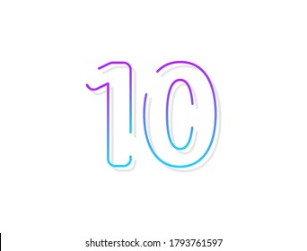 10 number, modern gradient font alphabet. Trendy, dynamic creative style design. For logo, brand label, design elements, application and more. Isolated vector illustration