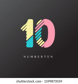 10 number scratch design letter logo