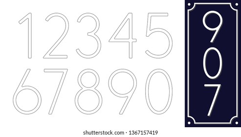 10 Number Templates. Cutout silhouettes with typographic number patterns. Design is suitable for creating  a house number or a mailbox number.