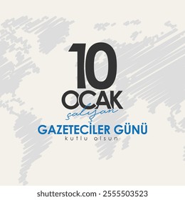 10 ocak, çalışan gazeteciler günü kutlama tasarımı. Translation: January 10, Working Journalists Day celebration design.