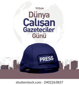 10 ocak, çalışan gazeteciler günü kutlu olsun
Turkish vector image. translation: january 10, working journalists day