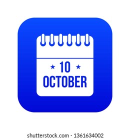 10 october calendar icon digital blue for any design isolated on white vector illustration