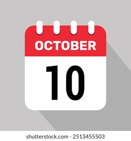 10 october calendar icon vector web page illustration background design.