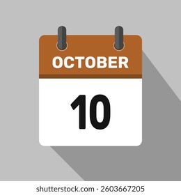 10 october calendar icon vector design month illustration