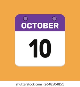 10 october calender icon text page monthly web design.
