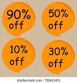 10% OFF, 30% off, 50% off, 90% off Sale Discount Banner. Discount offer price tag. Special offer sale red label. Vector Modern Sticker Illustration. Isolated Background
