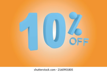 10% off, in 3d blue with transparent background to use in promotions