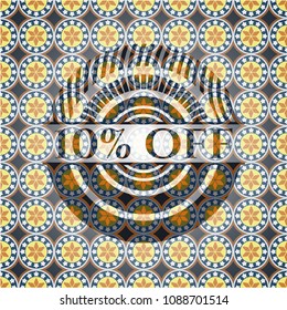 10% Off arabesque emblem background. arabic decoration.