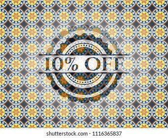 10% Off arabic badge. Arabesque decoration.