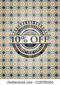 10% Off arabic emblem background. Arabesque decoration.