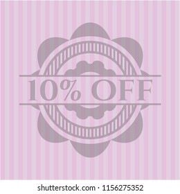 10% Off badge with pink background