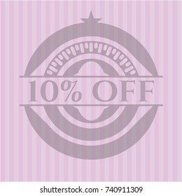 10% Off badge with pink background