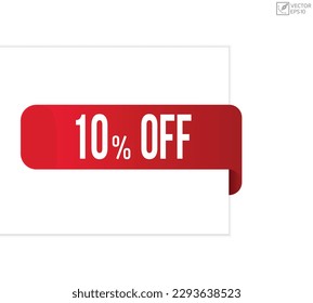 10% off banner design. 10% off icon. Flat style vector illustration.