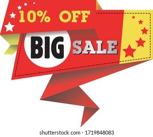 10% off. Big Sale. 3d Sign on Red Background