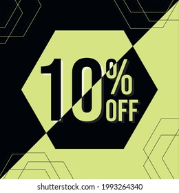 10% off black adn yellow promotion banner vector