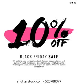 10% OFF Black Friday Sale (Promotional Poster Design Vector Illustration) With Text Box Template
