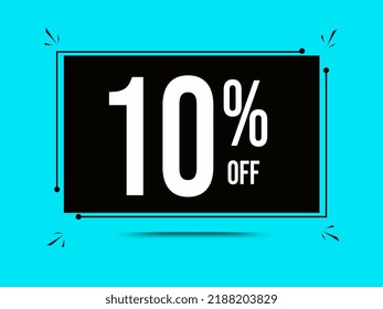 10% off. Blue banner with ten percent off for mega big sales.