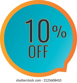 10% off. Blue gift balloon with orange edges ideal for promotions and offers