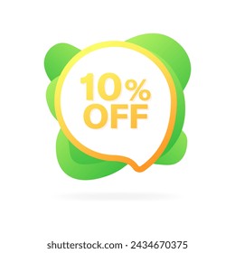 10% off bubble icon. Discount banner. Flat style. Vector icon
