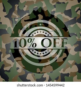 10% Off camo emblem. Vector Illustration. Detailed.