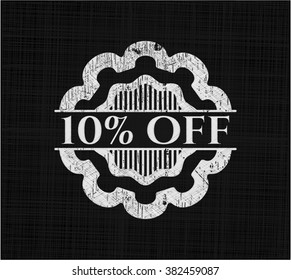 10% Off chalk emblem, retro style, chalk or chalkboard texture