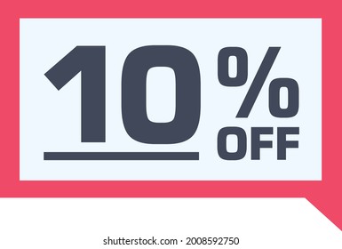 10% de descuento. descuento en la etiqueta de venta roja, tarjeta regalo en formato de globo de historietas. porcentaje de descuento en la insignia. Sello de oferta plana. para uso en tiendas online, folletos y marketing digital