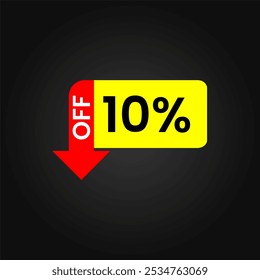 10% de desconto. Promoções de marketing, vendas no varejo. Design simples de etiqueta de oferta. 10% de desconto.