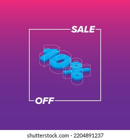 10% off Flash Sale Shopping Poster or banner magenta purple 3D number, Flash Sales banner template design for social media and website.Special Offer Flash Sale campaign or promotion.