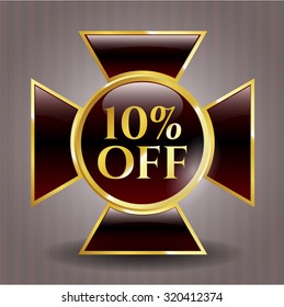 10% Off gold badge or emblem