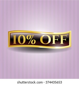 10% Off gold emblem or badge