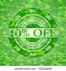 10% Off green mosaic emblem