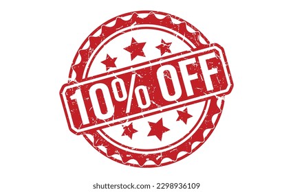 10% off grunge Rubber Stamp vector design.