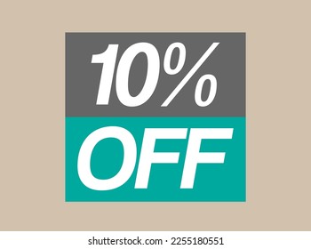 10% fuera de la etiqueta. Diseño 10 por ciento de descuento. Reducción del precio de los vectores en tiendas y productos aislados en un fondo ligero