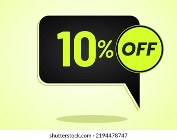 10% de la oferta especial limitada. Pancarta con 10 por ciento de descuento en globo circular de neón verde negro y amarillo