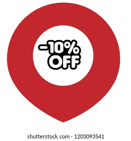 -10% OFF and map pointer. designed for shops and promotions. modern concept