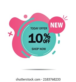 10% OFF. Marketing announcement for a special offer. Discount promotion. Advertising flat icon. Vector illustration for advertising poster and promotion.