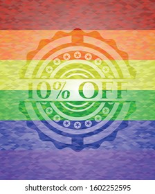 10% Off on mosaic background with the colors of the LGBT flag