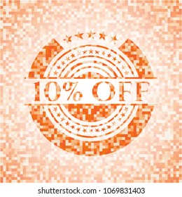 10% Off orange mosaic emblem with background