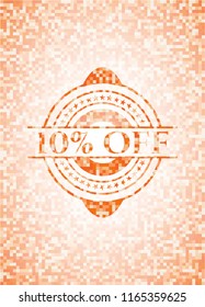 10% Off orange mosaic emblem with background