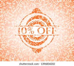 10% Off orange mosaic emblem. Vector Illustration. Detailed.