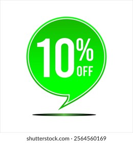 10% off promotion balloon in green with white letters