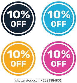 10% Off Promotion Text Stickers Vector Design Banner.