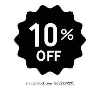 10 %OFF Promotional Black Badge Graphic for Sales and Discount Badge, Vector EPS File.