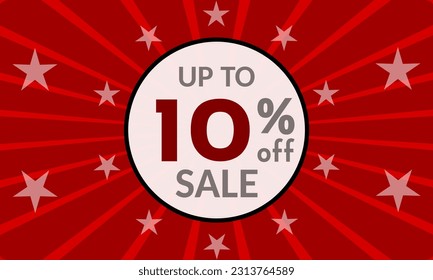 Up to 10% Off, red banner with discount for mega sales