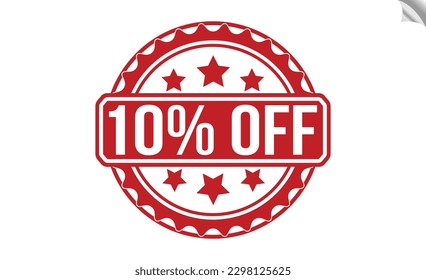 10% off Red Rubber Stamp vector design.