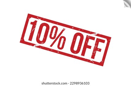 10% del sello de goma roja sobre fondo blanco. 10% de la estampilla de grunge de goma.
