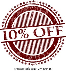 10% off red rubber stamp